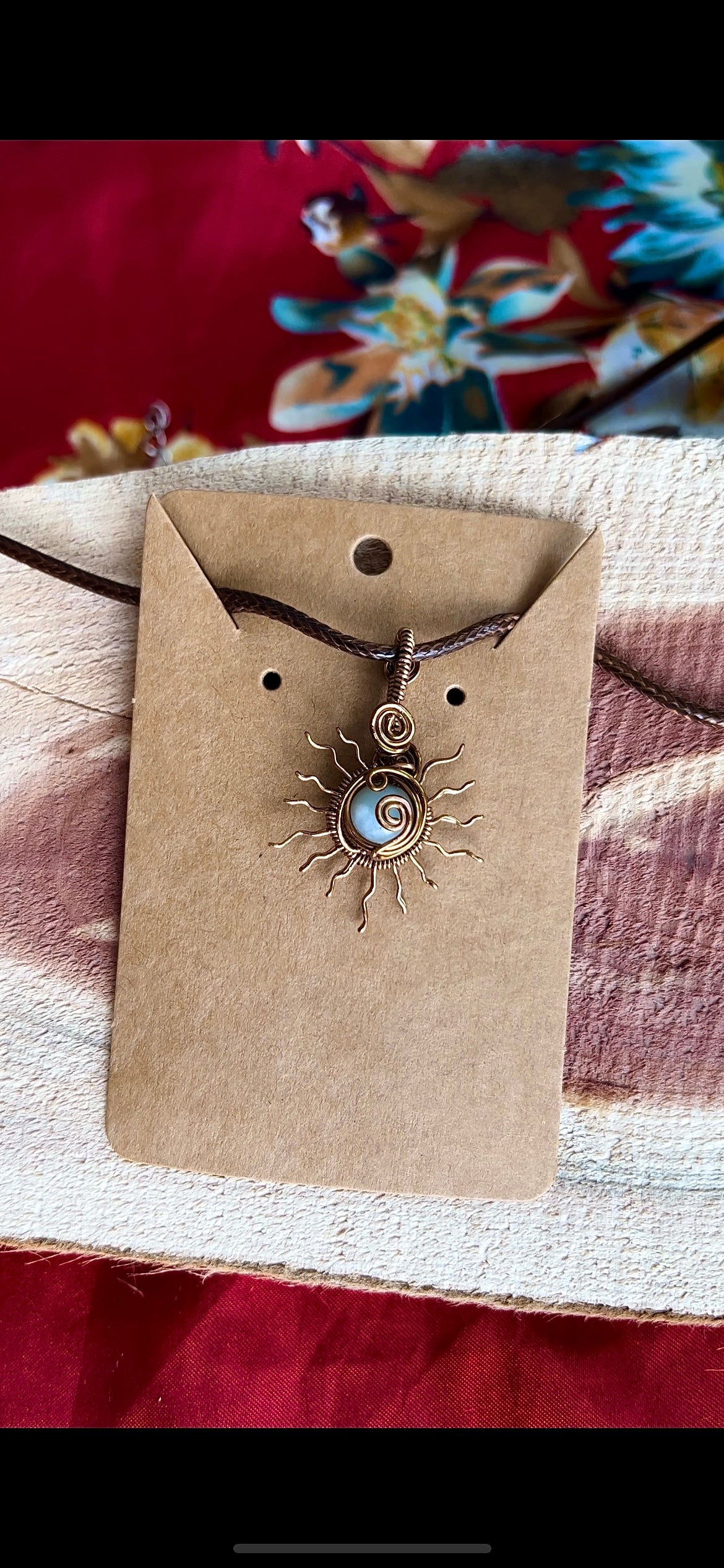 Amazonite Sunburst Wrapped Pendant