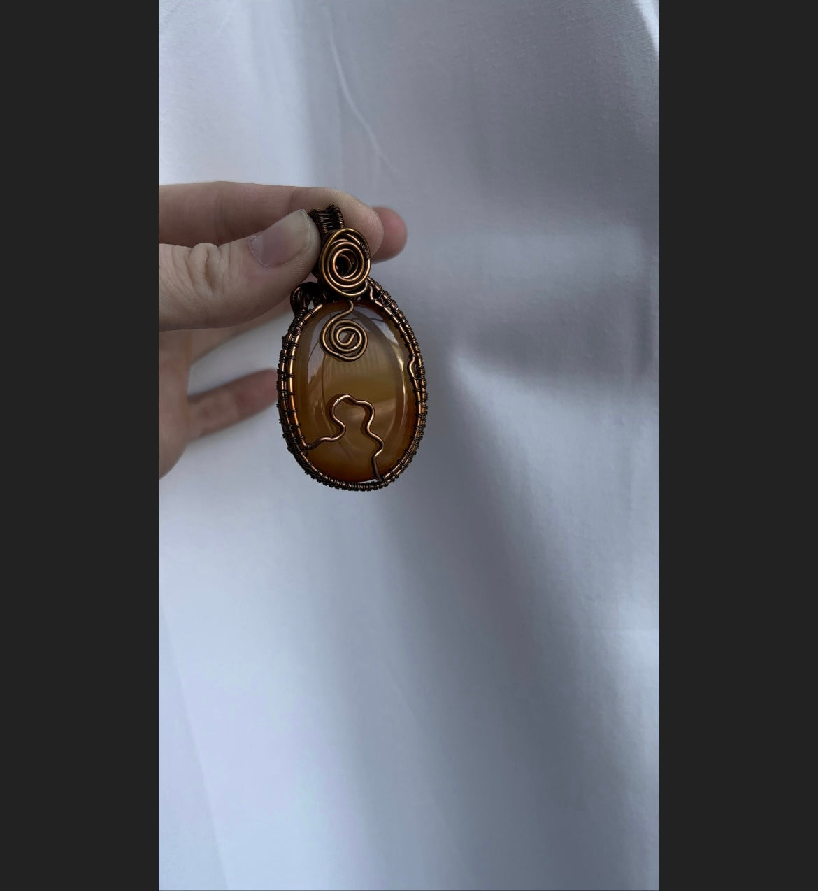 Carnelian Antique Bronze Copper Wire Wrapped Sacral Chakra Creativity Healing Pendant
