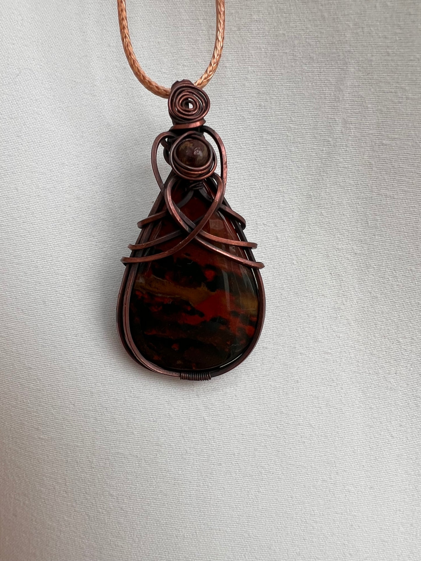 Bloodstone Wire Wrapped Healing Pendant Necklace