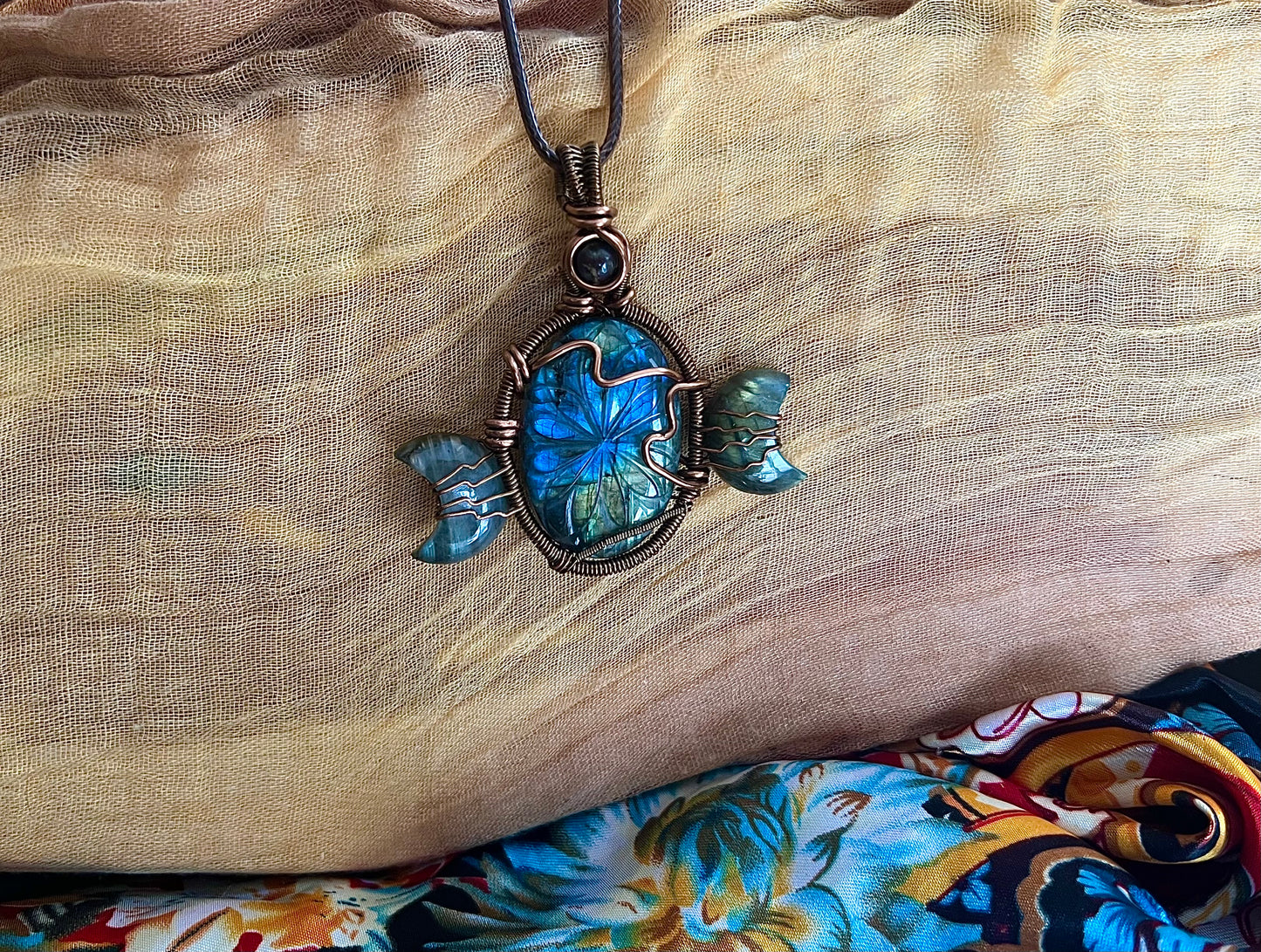 Trilogy Labradorite Moon Pendant Necklace