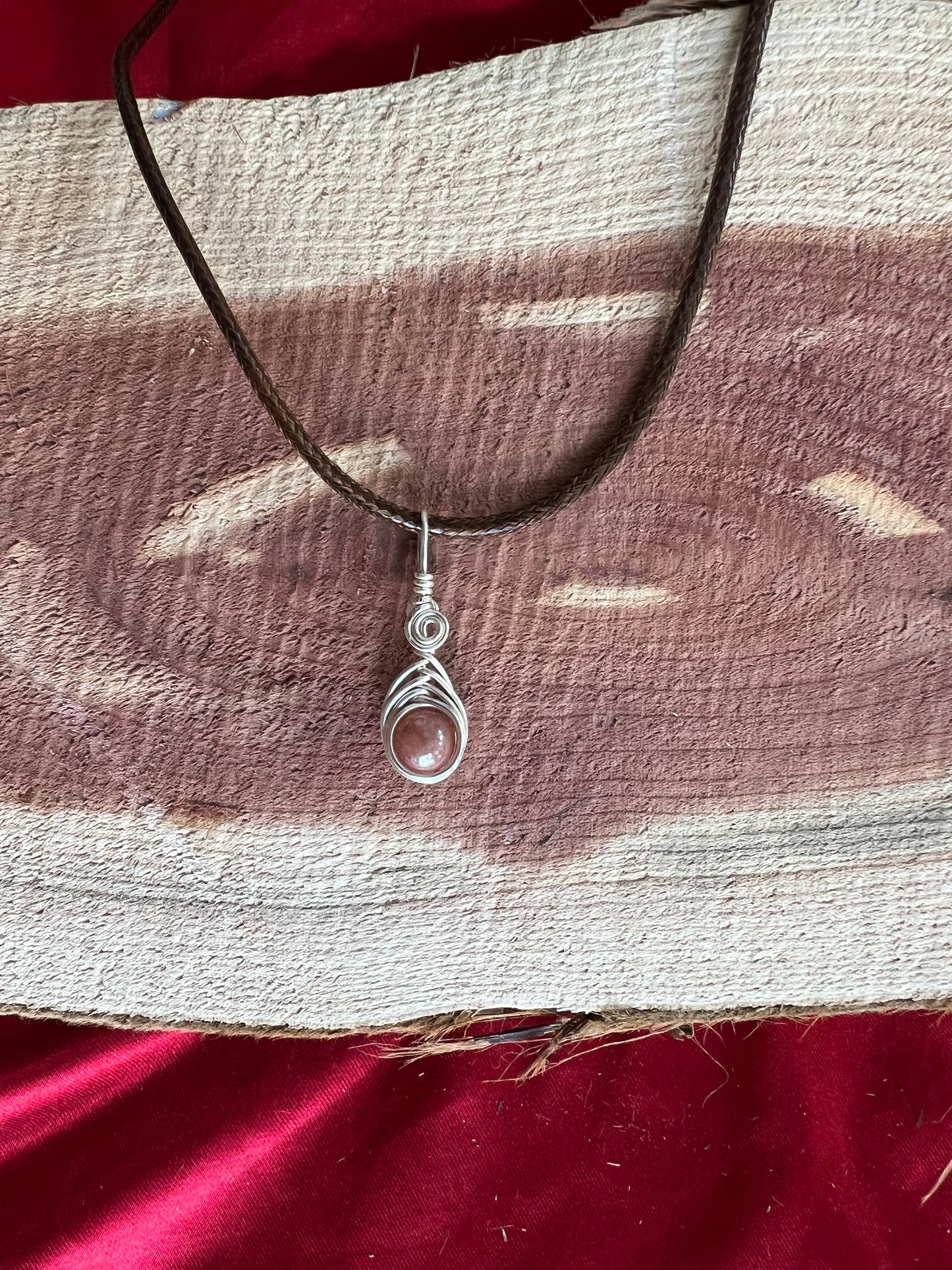 Sunstone Silver Wire Wrapped Pendant