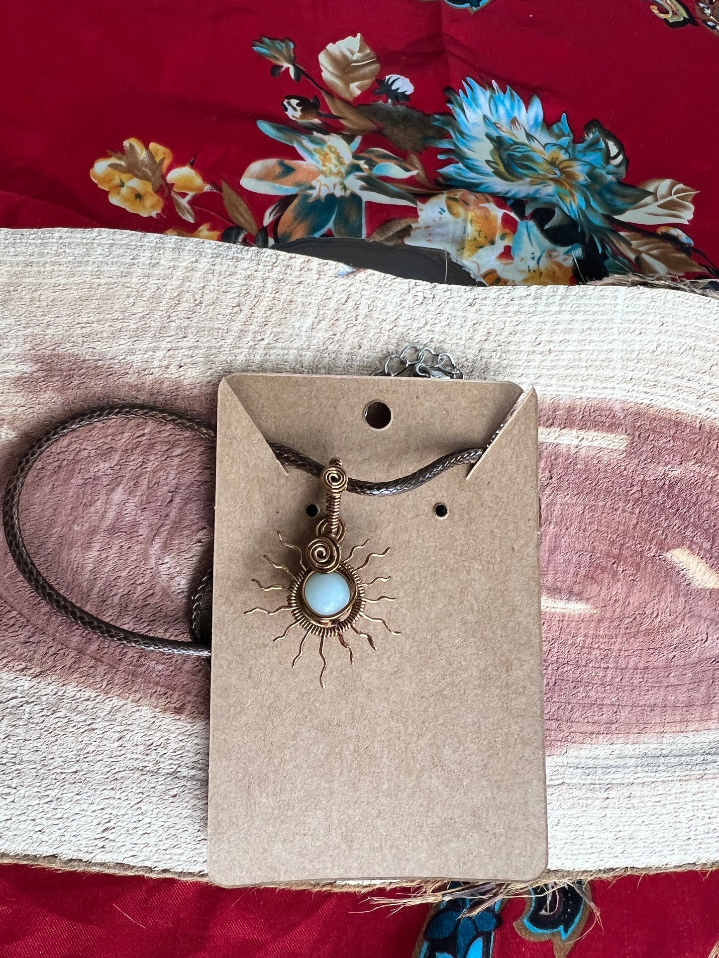 Amazonite Sunburst Wrapped Pendant