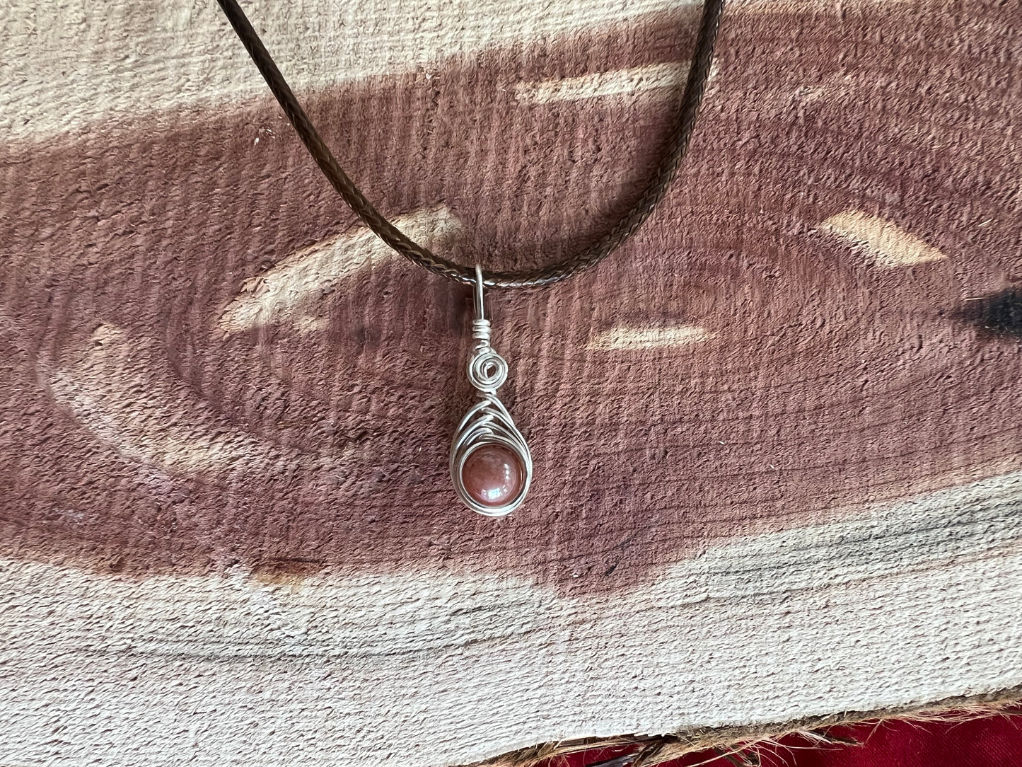 Sunstone Silver Wire Wrapped Pendant