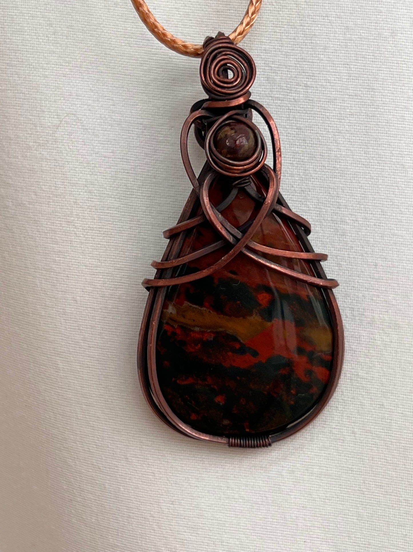 Bloodstone Wire Wrapped Healing Pendant Necklace
