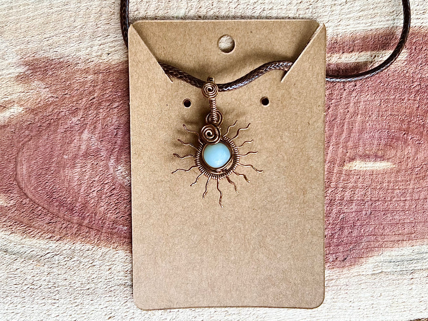 Amazonite Sunburst Wrapped Pendant