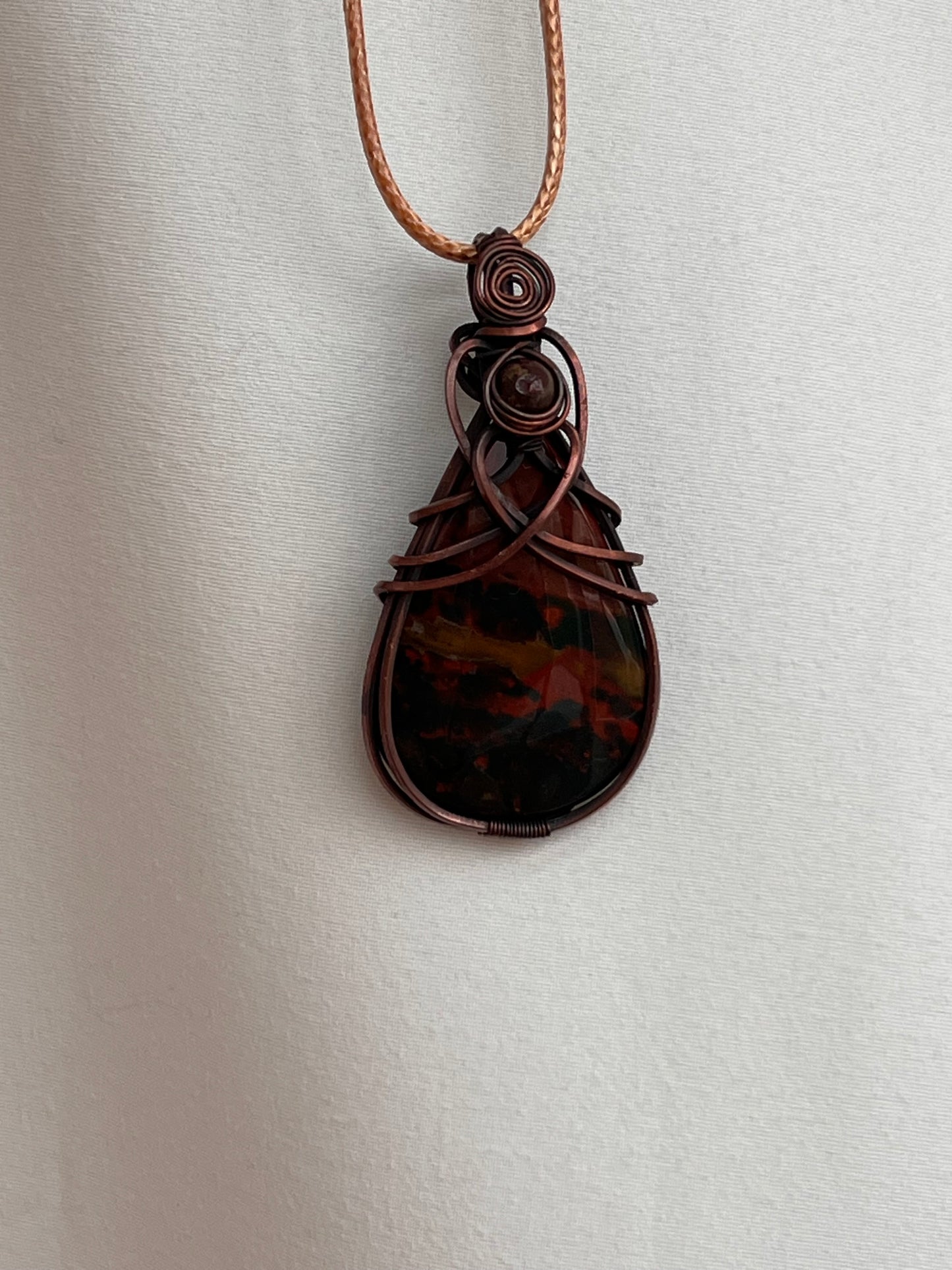 Bloodstone Wire Wrapped Healing Pendant Necklace