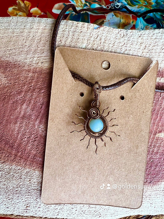 Amazonite Sunburst Wrapped Pendant
