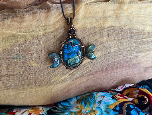 Trilogy Labradorite Moon Pendant Necklace