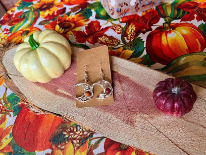 Silver Mookaite Crescent Moon Earrings