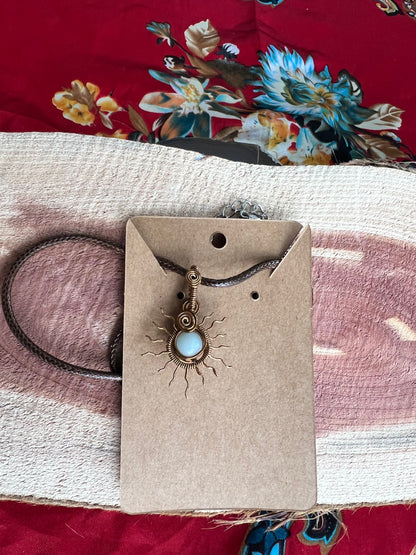 Amazonite Sunburst Wrapped Pendant