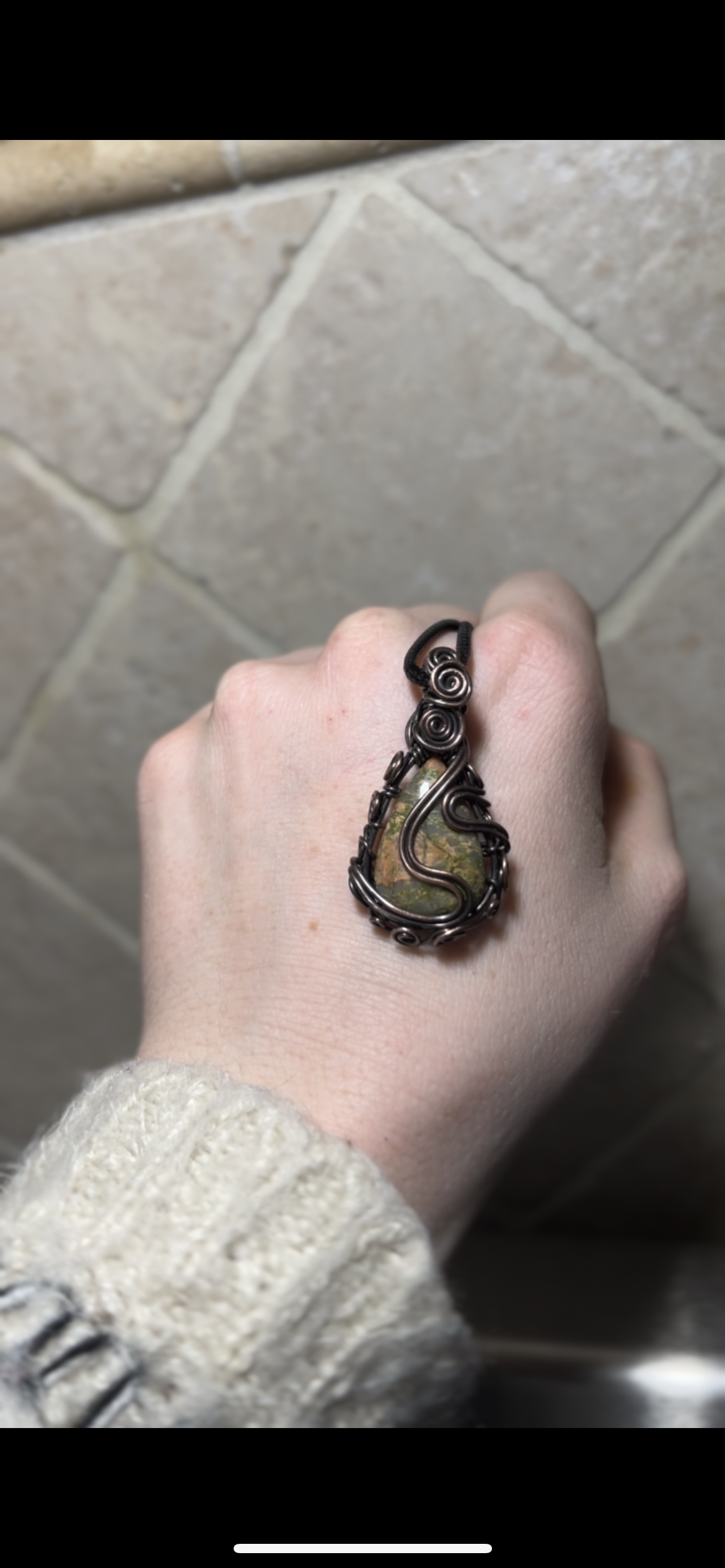 Unakite Wire Wrapped Healing Pendant