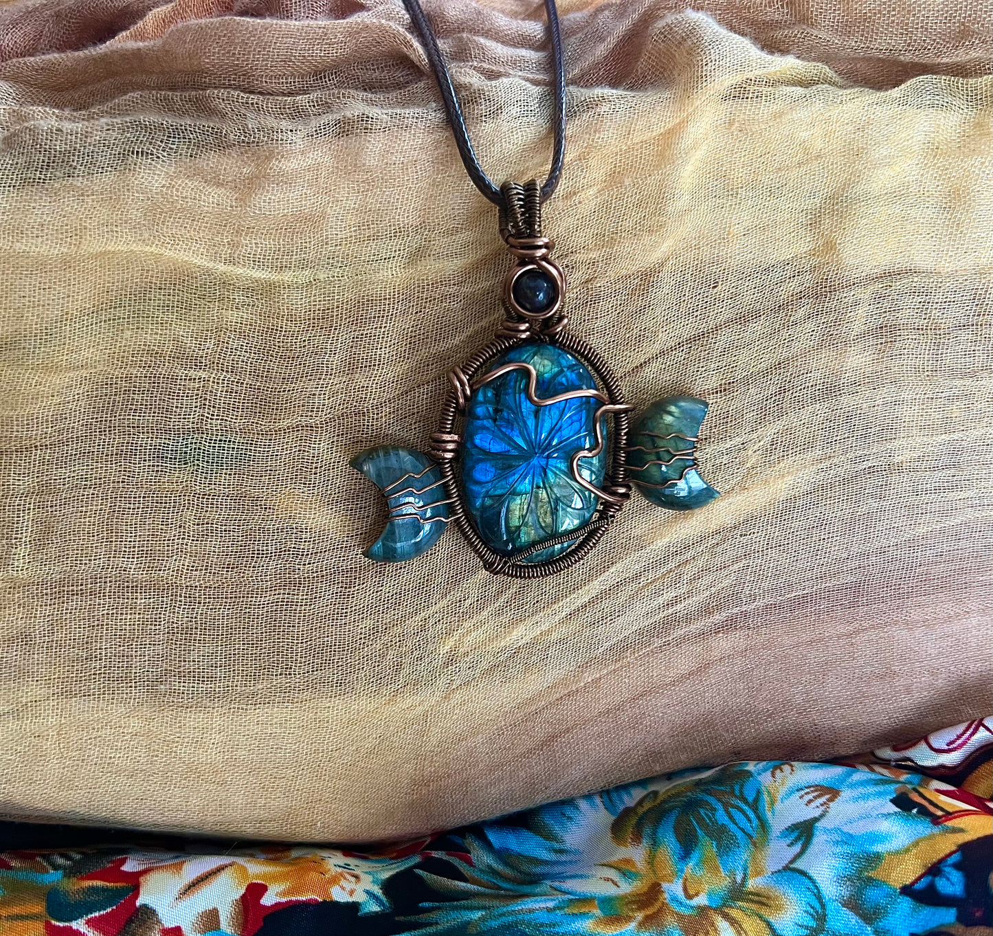 Trilogy Labradorite Moon Pendant Necklace