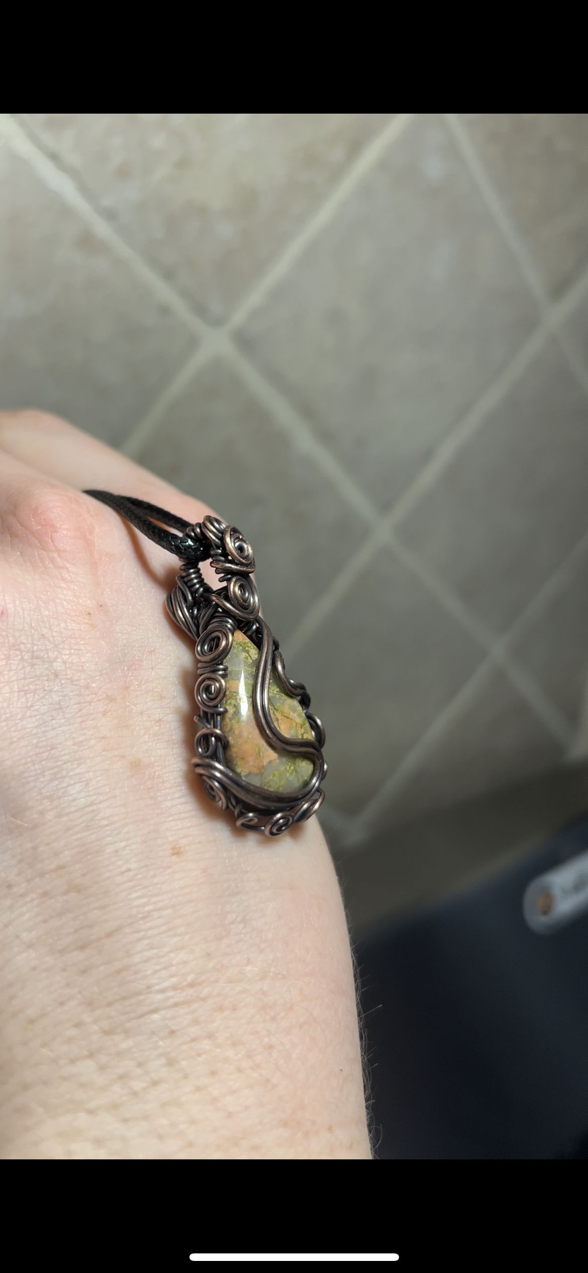 Unakite Wire Wrapped Healing Pendant