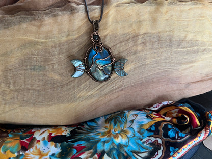 Trilogy Labradorite Moon Pendant Necklace