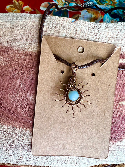 Amazonite Sunburst Wrapped Pendant