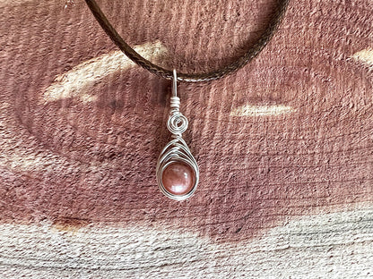 Sunstone Silver Wire Wrapped Pendant