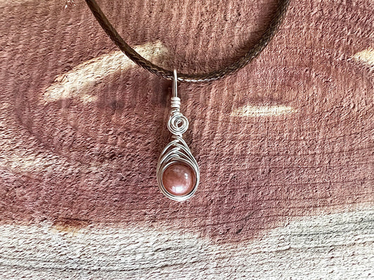 Sunstone Silver Wire Wrapped Pendant