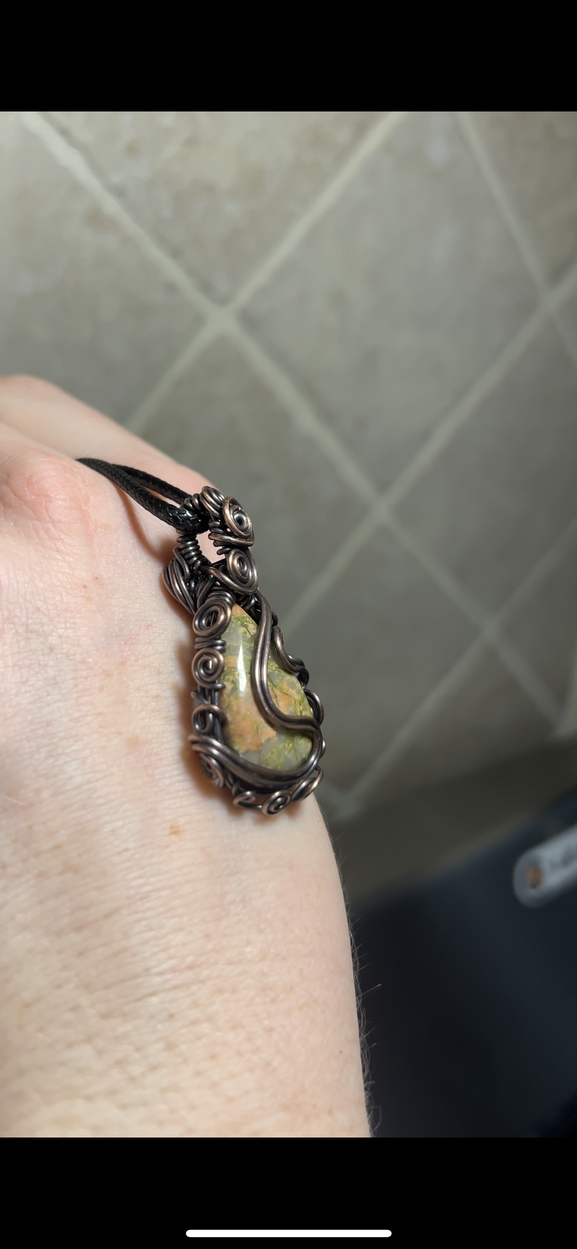 Unakite Wire Wrapped Healing Pendant