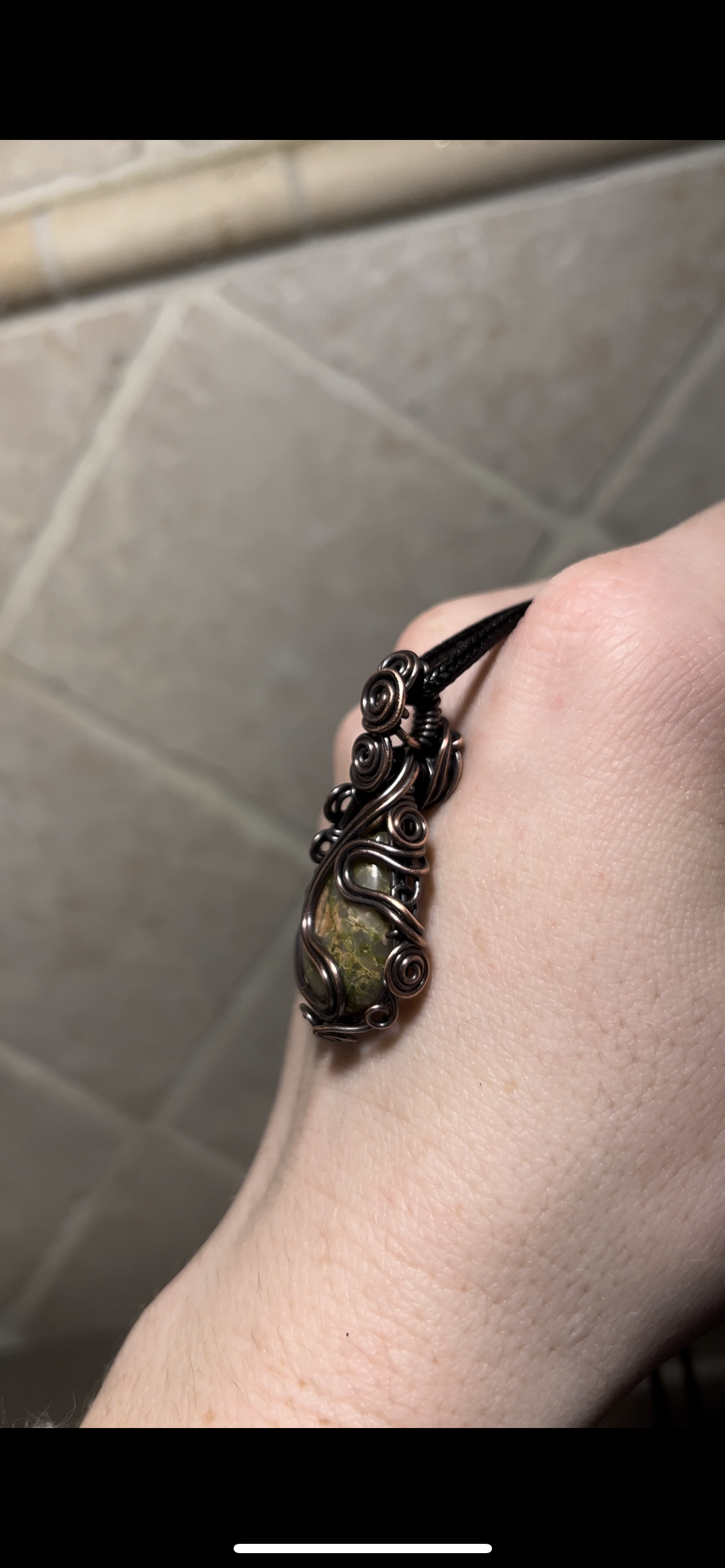 Unakite Wire Wrapped Healing Pendant
