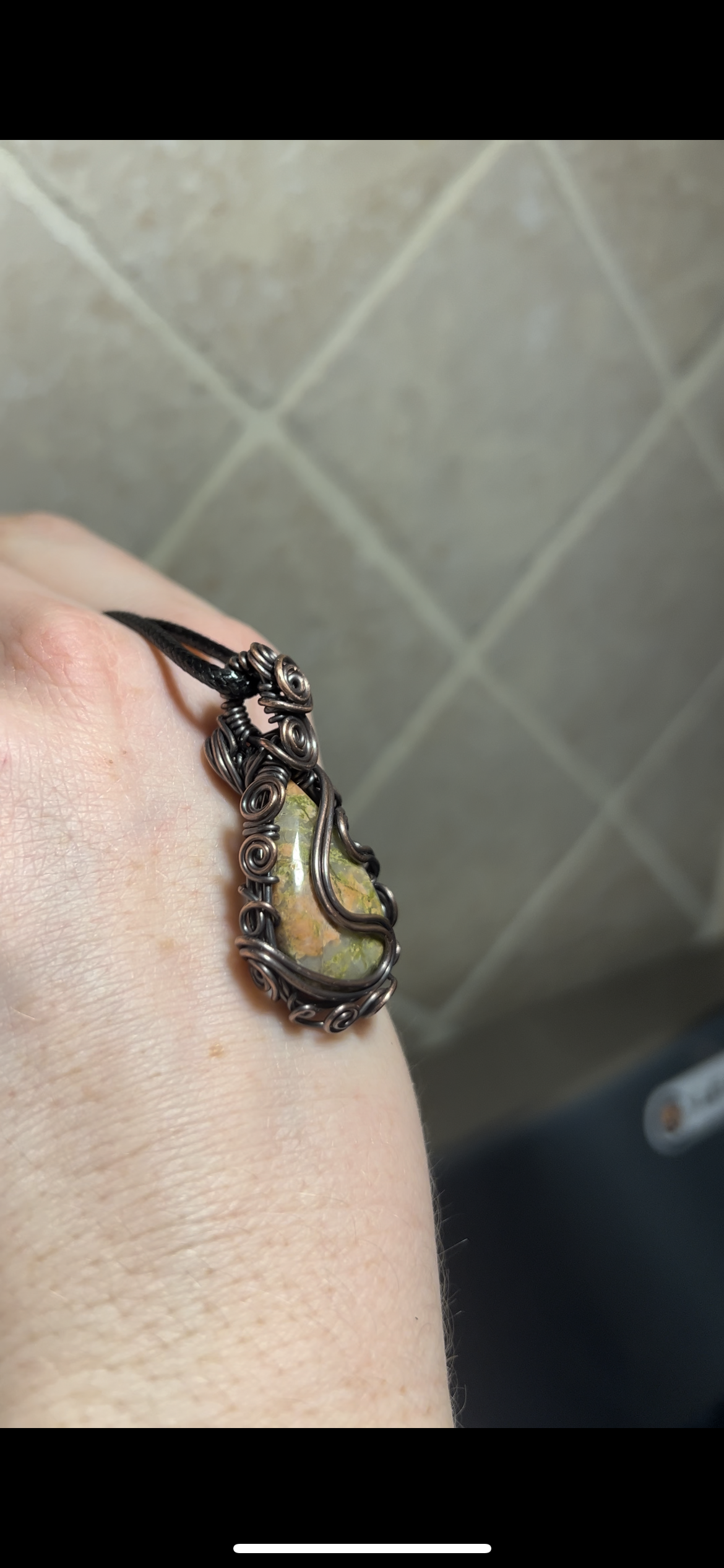 Unakite Wire Wrapped Healing Pendant