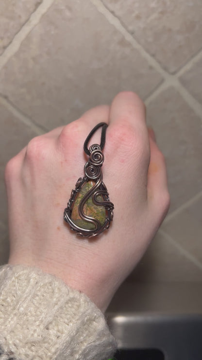 Unakite Wire Wrapped Healing Pendant