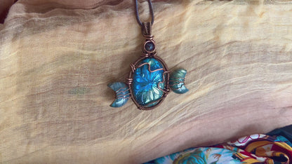 Trilogy Labradorite Moon Pendant Necklace