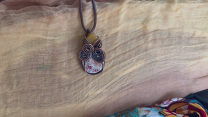 Sunstone Tiger’s Eye Wire Wrapped Pendant